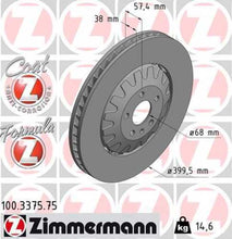 Load image into Gallery viewer, Zimmermann Brake Disc 100.3375.75 fits 2019-2023 Audi E-Tron Quattro / 2022-2023 Audi E-Tron S / 2022-2023 Audi E-Tron S Sportback / 2020-2023 Audi E-Tron Sportback / 2024 Audi Q8 E-Tron / 2024 Audi Q8 E-Tron Sportback