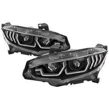 Load image into Gallery viewer, SPYDER Spyder 16-18 Honda Civic 4Dr w/LED Seq Turn Sig Lights Proj Headlight - Black - PRO-YD-HC16-SEQ-BK SPY5086099