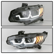 Load image into Gallery viewer, SPYDER Spyder 16-18 Honda Civic 4Dr w/LED Seq Turn Sig Lights Proj Headlight - Black - PRO-YD-HC16-SEQ-BK SPY5086099