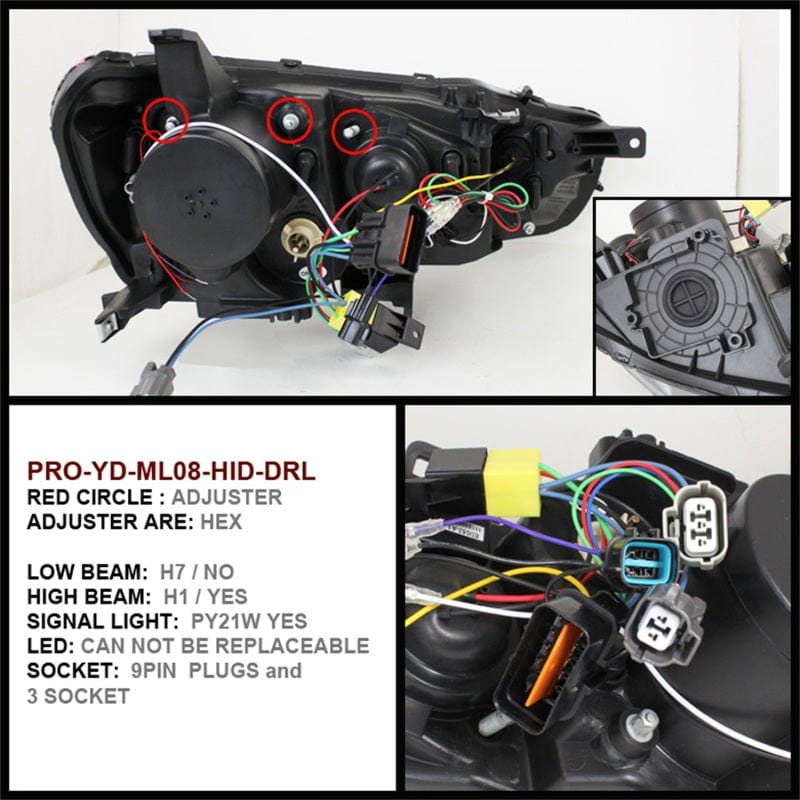 SPYDER Spyder Mitsubishi Lancer/EVO-10 08-14 Projector Xenon/HID- LED Halo DRL Blk PRO-YD-ML08-HID-DRL-BK SPY5042231