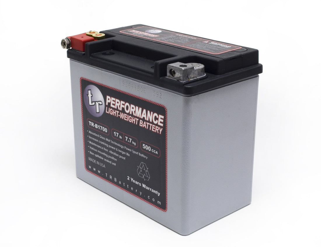 TR-B1700 17LBS AGM Lightweight Battery Street Use Race Use Track Use Universal Fit with Battery Tender (Optional)