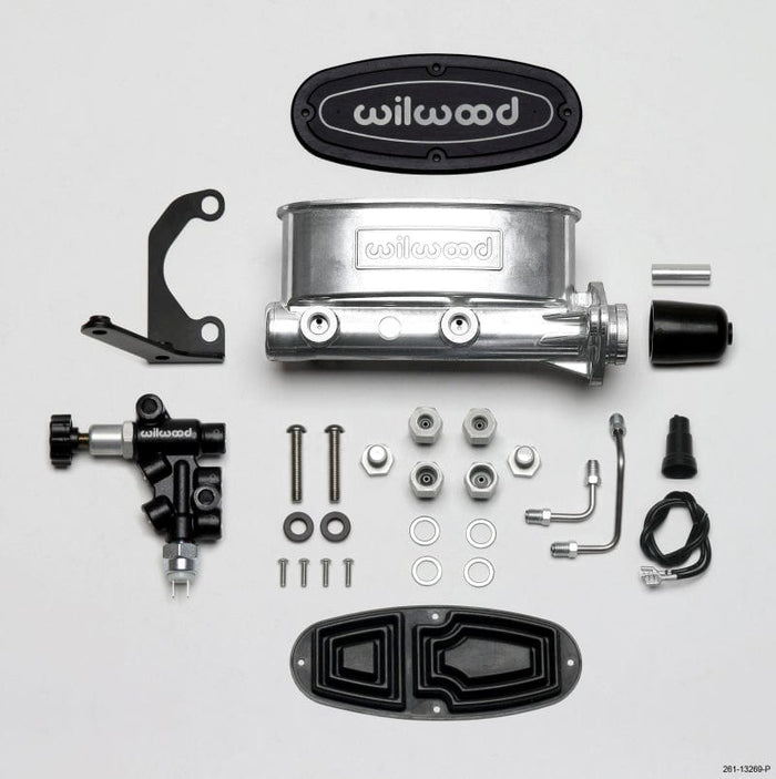 Wilwood Wilwood HV Tandem M/C Kit w L/H Bracket & Prop Valve - 1in Bore Ball Burnished WIL261-13269-P