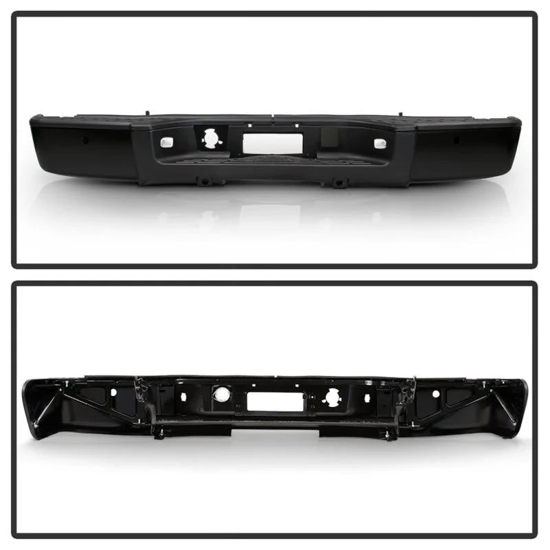 xTune 07-13 Chevy Silverado 1500 w/Parking Sensor OEM Style Steel Rear Bumper - BLK RB-CS07-SET-WS-B - Side View