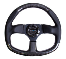 Load image into Gallery viewer, NRG NRG Carbon Fiber Steering Wheel (320mm) Flat Bottom &amp; Leather Trim w/Black Stitching NRGST-009CFBS