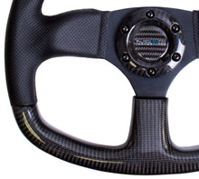 Load image into Gallery viewer, NRG NRG Carbon Fiber Steering Wheel (320mm) Flat Bottom &amp; Leather Trim w/Black Stitching NRGST-009CFBS
