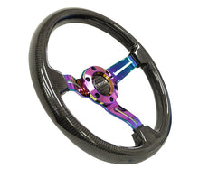 Load image into Gallery viewer, NRG NRG Carbon Fiber Steering Wheel (350mm / 1.5in. Deep) Neochrome 3-Spoke Design w/Slit Cuts NRGST-010MC-CF