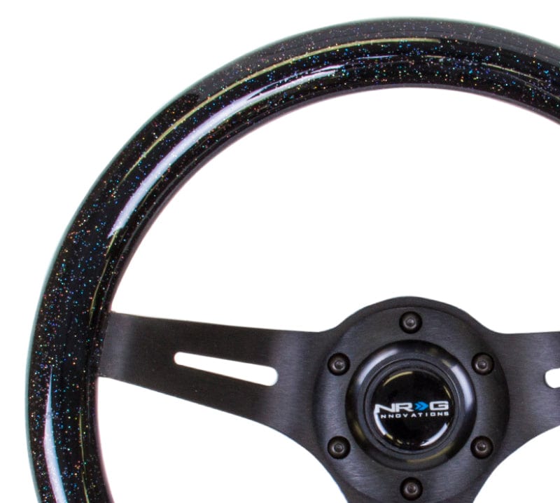 NRG NRG Classic Wood Grain Steering Wheel (310mm) Black Sparkle w/Blk 3-Spoke Center NRGST-310BSB-BK
