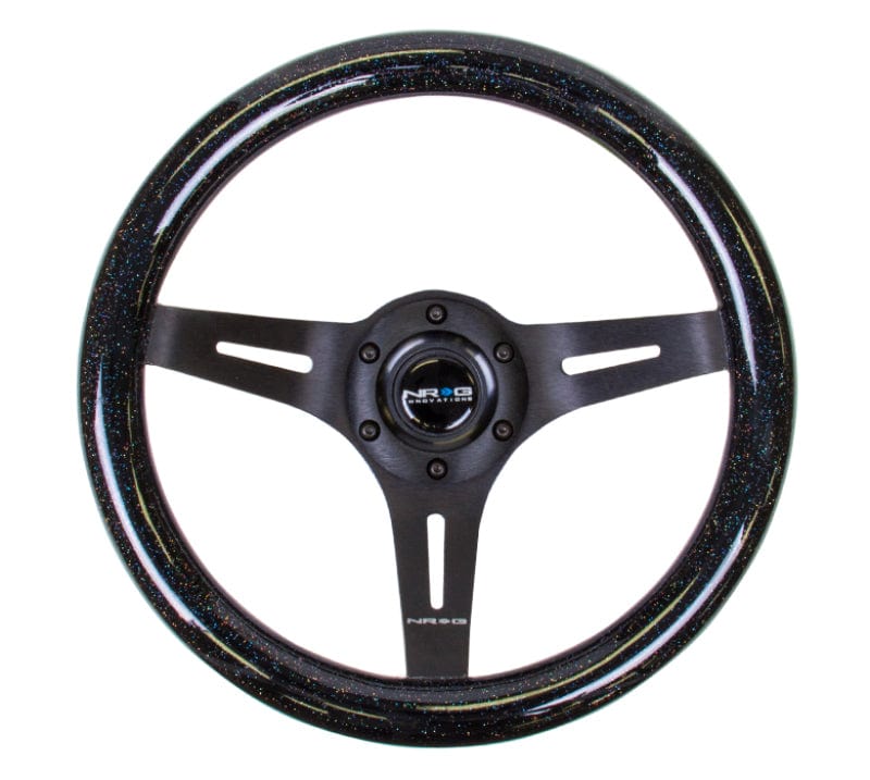NRG NRG Classic Wood Grain Steering Wheel (310mm) Black Sparkle w/Blk 3-Spoke Center NRGST-310BSB-BK