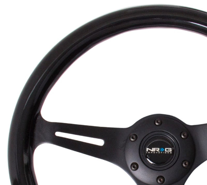NRG NRG Classic Wood Grain Steering Wheel (350mm) Black Paint Grip w/Black 3-Spoke Center NRGST-015BK-BK