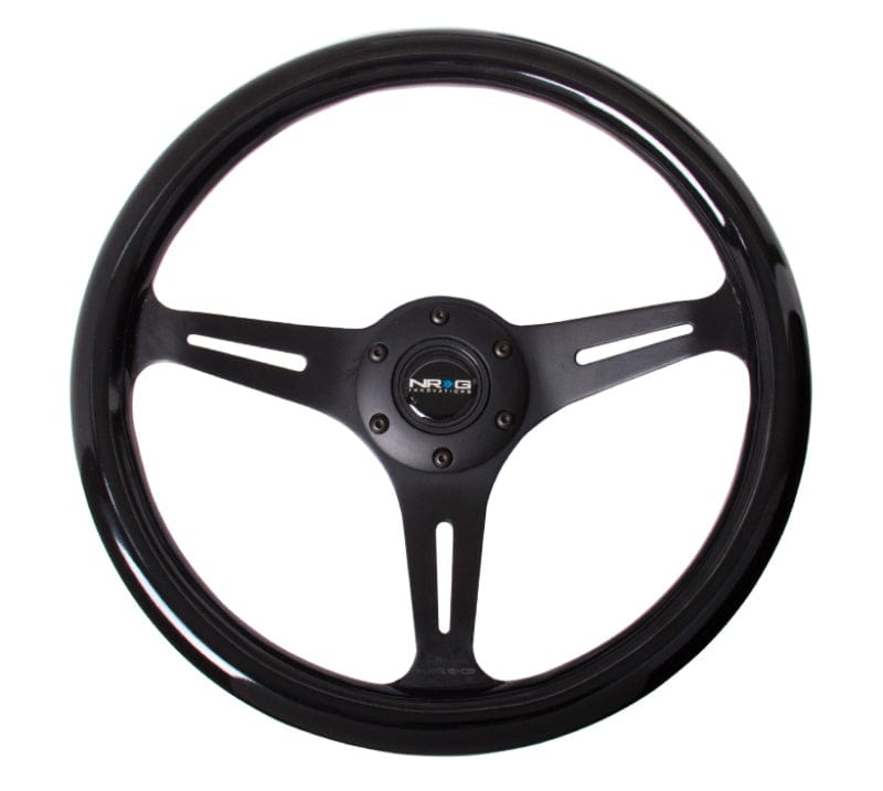 NRG NRG Classic Wood Grain Steering Wheel (350mm) Black Paint Grip w/Black 3-Spoke Center NRGST-015BK-BK