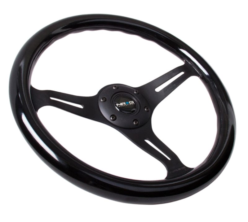 NRG NRG Classic Wood Grain Steering Wheel (350mm) Black Paint Grip w/Black 3-Spoke Center NRGST-015BK-BK