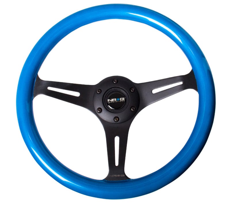 NRG NRG Classic Wood Grain Steering Wheel (350mm) Blue Pearl/Flake Paint w/Black 3-Spoke Center NRGST-015BK-BL