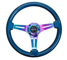Load image into Gallery viewer, NRG NRG Classic Wood Grain Steering Wheel (350mm) Blue Pearl/Flake Paint w/Neochrome 3-Spoke Center NRGST-015MC-BL