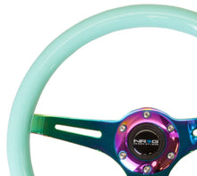 Load image into Gallery viewer, NRG NRG Classic Wood Grain Steering Wheel (350mm) Minty Fresh Color w/Neochrome 3-Spoke Center NRGST-015MC-MF