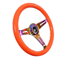 Load image into Gallery viewer, NRG NRG Classic Wood Grain Steering Wheel (350mm) Neon Orange Color w/Neochrome Spokes NRGST-015MC-NOR