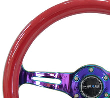 Load image into Gallery viewer, NRG NRG Classic Wood Grain Steering Wheel (350mm) Red Grip w/Neochrome 3-Spoke Center NRGST-015MC-RD
