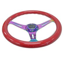 Load image into Gallery viewer, NRG NRG Classic Wood Grain Steering Wheel (350mm) Red Grip w/Neochrome 3-Spoke Center NRGST-015MC-RD
