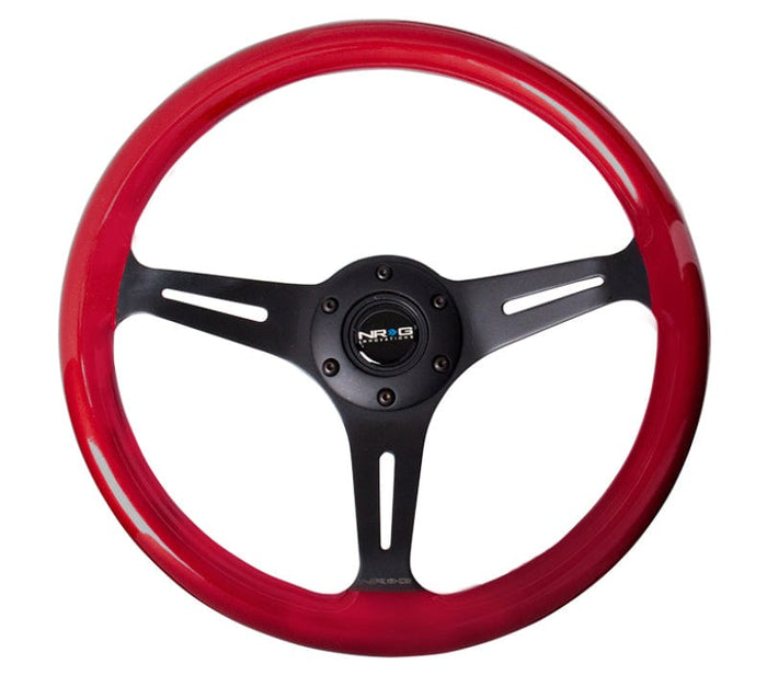 NRG NRG Classic Wood Grain Steering Wheel (350mm) Red Pearl/Flake Paint w/Black 3-Spoke Center NRGST-015BK-RD