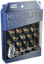 Load image into Gallery viewer, Project Kics Project Kics 14 x 1.5 Neochrome T1/07 Monolith Lug Nuts - 20 Pcs PJKWMN04N