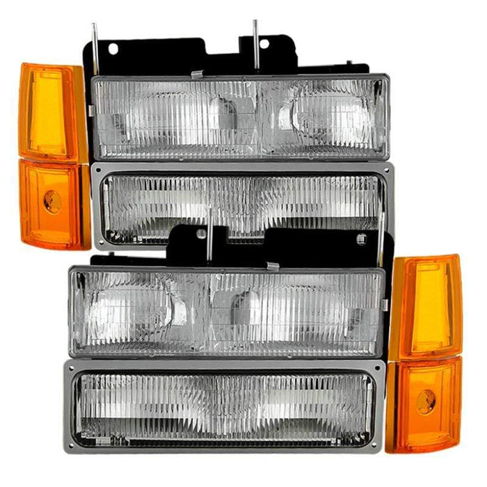 SPYDER Xtune GMC Yukon 94-99 Headlights w/ Corner & Parking Lights 8pcs Sets - OEM HD-JH-GCK94-OE-C-SET SPY9034411