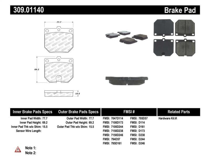 Stoptech StopTech Performance Brake Pads STO309.01140